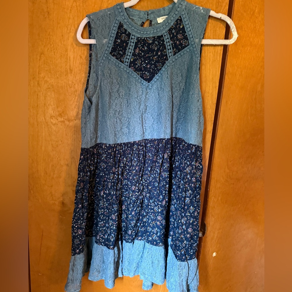 Umgee Teal and Black Lace Dress